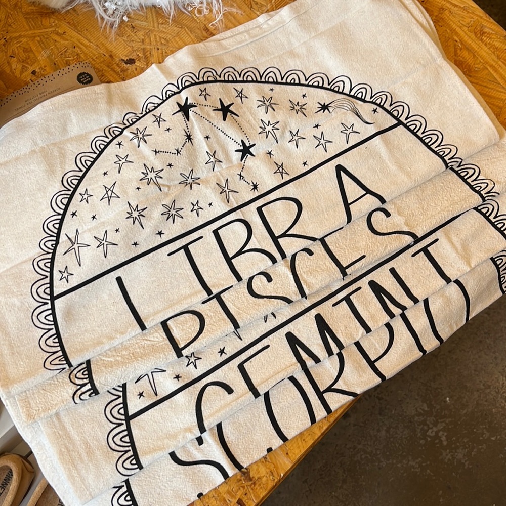 Zodiac sign tea towel